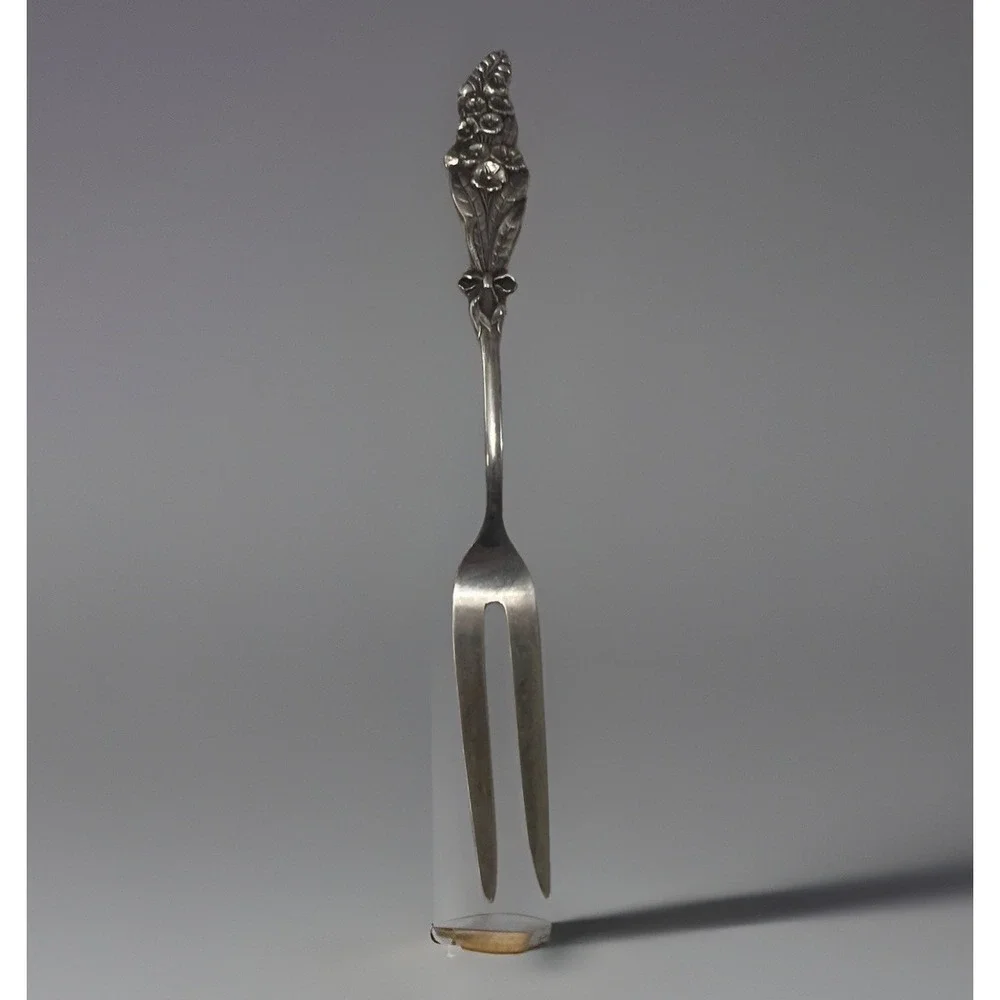 Vintage Reed & Barton Floral Silverplate Olive Pickle Cocktail Lemon Fork